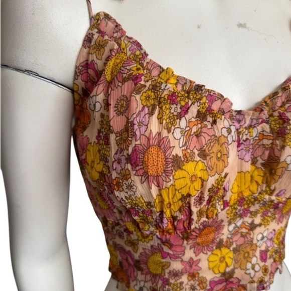 PATRONS OF PEACE floral ruffled cropped bustier top - women’s medium - Picture 6 of 13